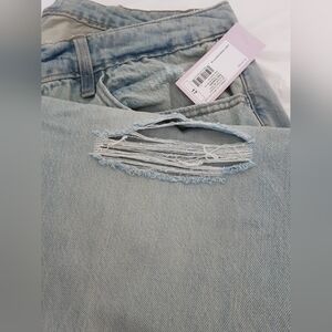Wild Fable Light Blue Mid-Rise Distressed Curvy Straight Leg Jeans C163